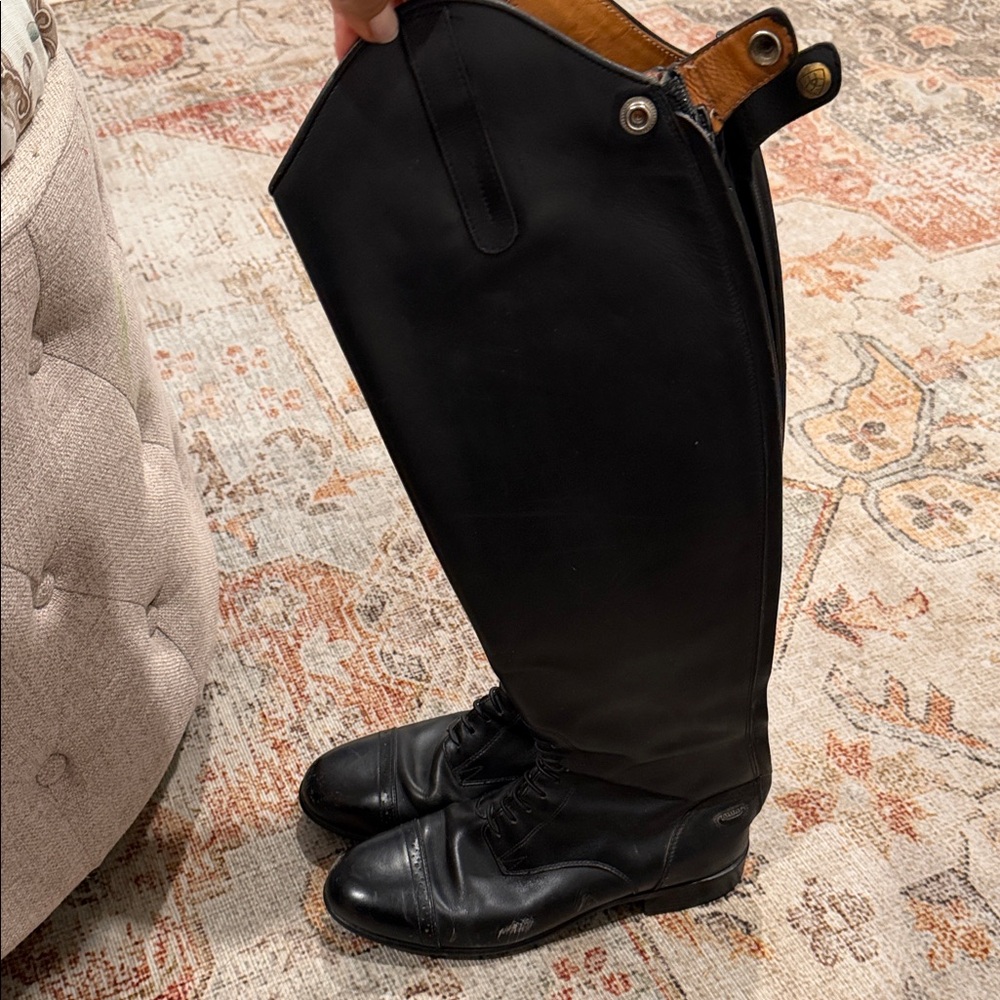 Ariat Black Tall Lace-Up Equestrian Boots with Tan Pull Tabs